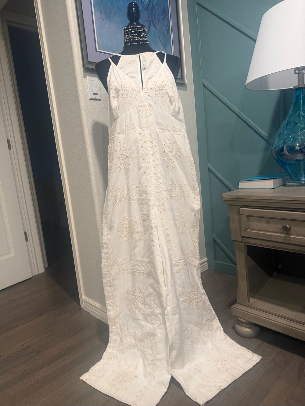 Ranna Gill White Eyelet Maxi Jumpsuit